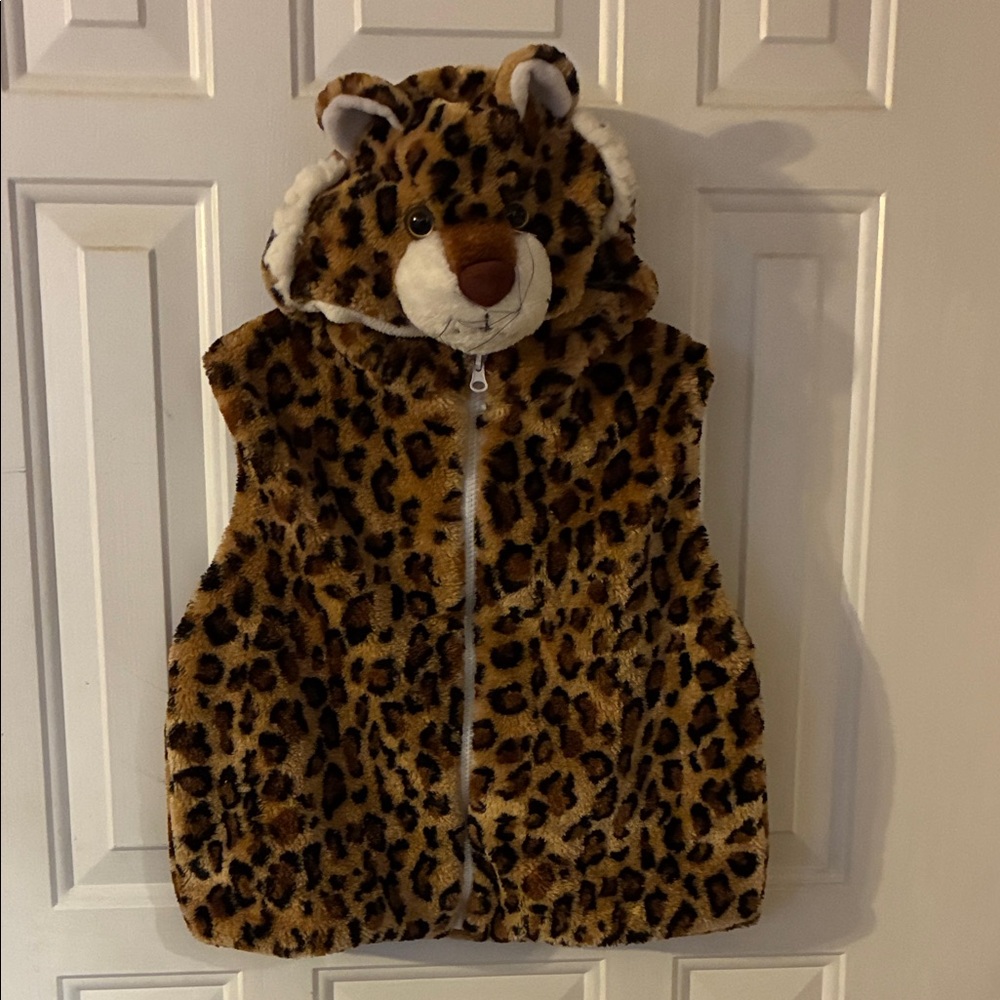 Leopard Print Hooded Vest with Ears